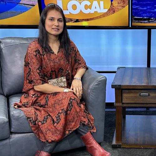 Monica Celly, founder of the Indian Food Festival, during a media interview